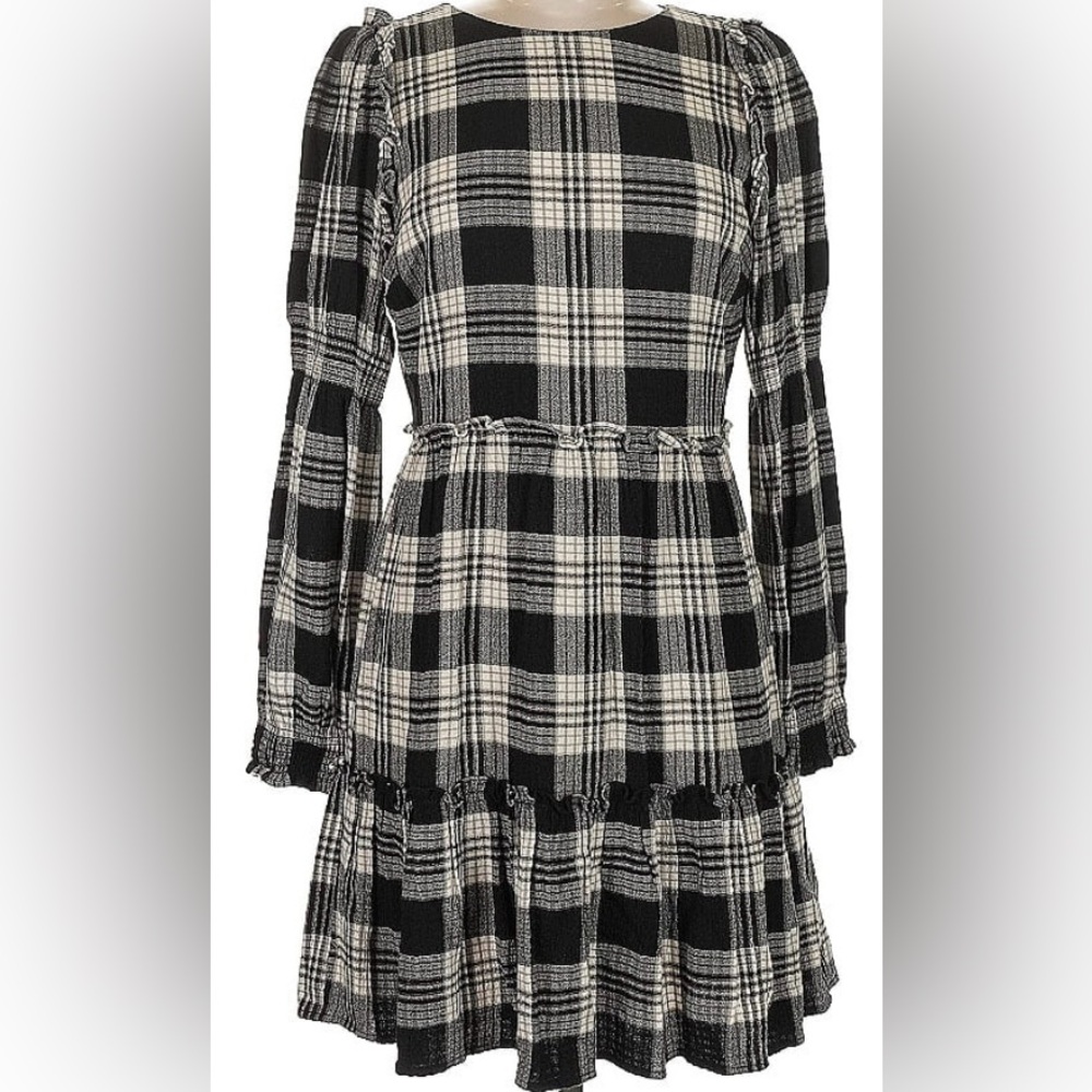 Black and White Plaid Womens ruffled Dress NWOT
